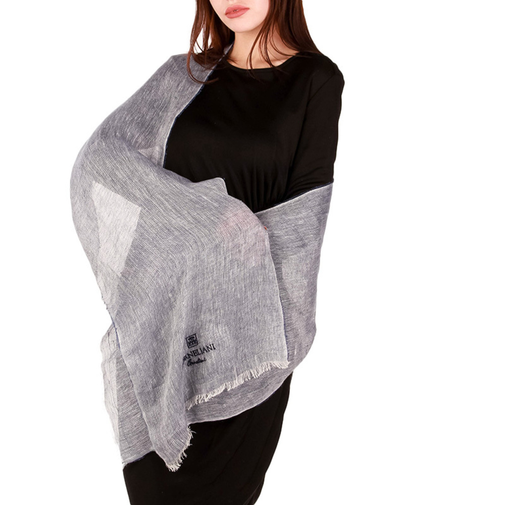 CORNELIANI DARK BLUE, WHITE PALANKIN SCARF | WOMENS SIZE 190X38